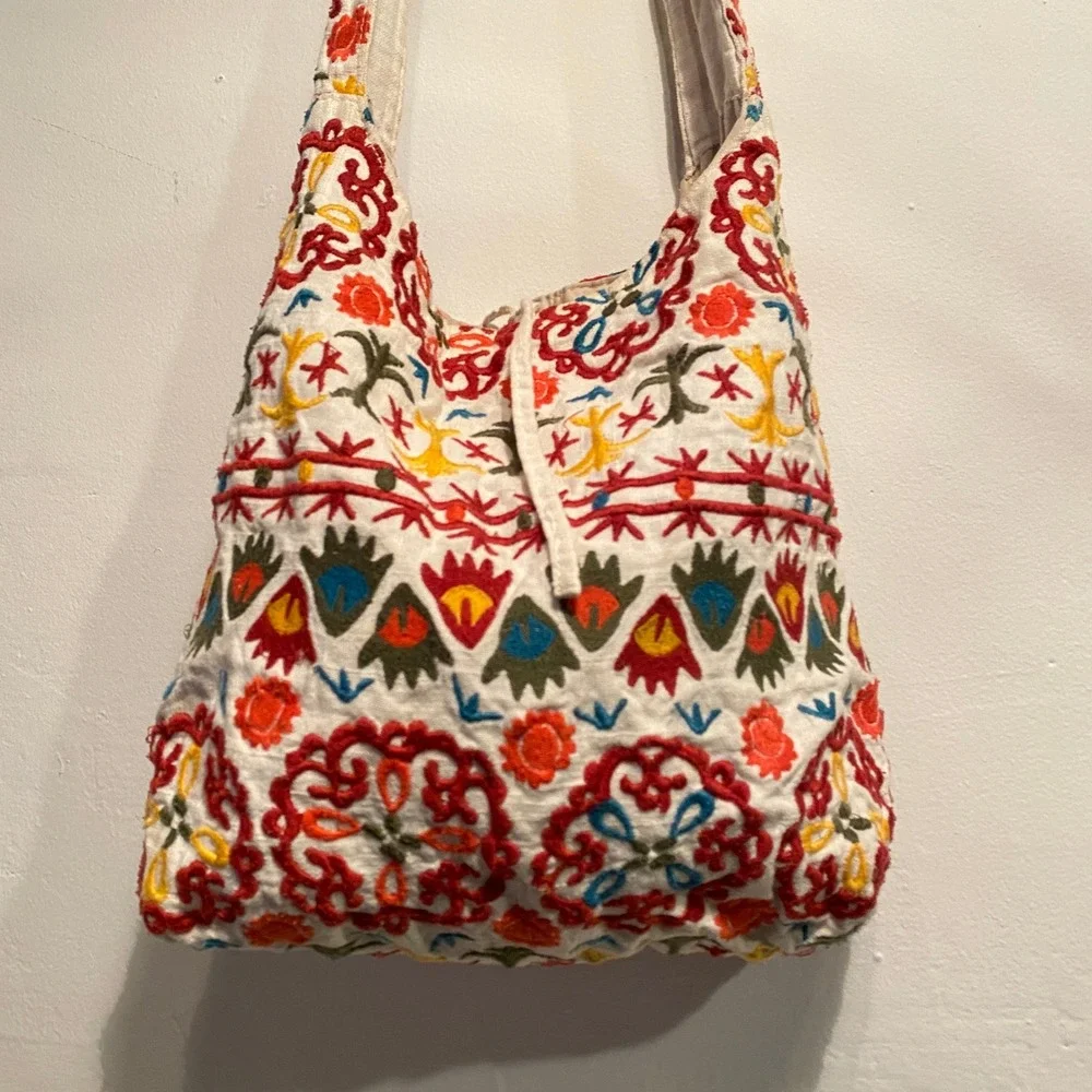Embroidered Hobo Bag Women Boho Floral Festival